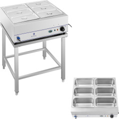 Bain-Marie ūdens sildītājs uz tērauda pamatnes 6 x GN 1/3 2000W 230V