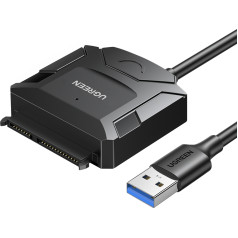 Adaptera kabelis HDD un SSD SATA 2,5 collu / 3,5 collu USB 3.0 līdz 4 TB — melns