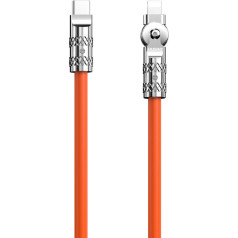 Dudao Spēcīgs leņķiskais kabelis iPhone USB-C — Lightning 30W 1m 180 rotation oranžs