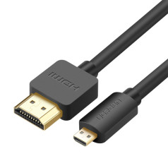 HDMI uz mikro HDMI adaptera kabelis 2.0v 4K 60Hz 30AWG 1.5m melns