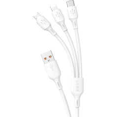 Dudao 3in1 kabelis no USB-A līdz USB-C mikro USB iPhone Lightning 480Mb/s 1,2m balts