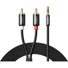 Kabeļa audio kabelis 3,5 mm mini ligzda - 2RCA 1,5 m melns