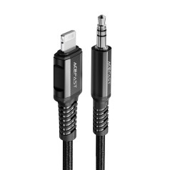 Acefast AUX audio kabelis iPhone MFI Lightning - 3,5 mm mini ligzda 1,2 m melns