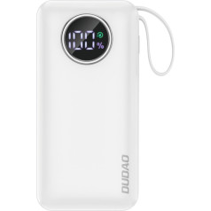 Dudao Powerbank 10000mAh USB-A USB-C ar iPhone Lightning un USB-C kabeli, balts
