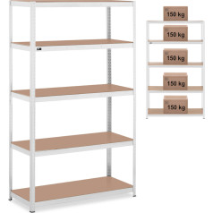 Metāla plaukts ar 5 plauktiem 750 kg 120 x 50 x 197 cm pelēks