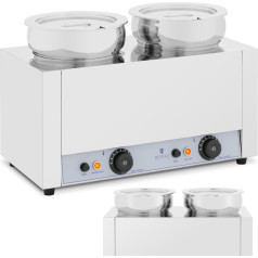 Bain marie elektriskais sildītājs šokolādes fondī zupas stacija 1000 W 2 x 7 l