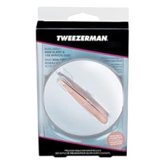 Tweezerman tweezers and 10x cosmetic mirror set, travel size gift set, rose gold