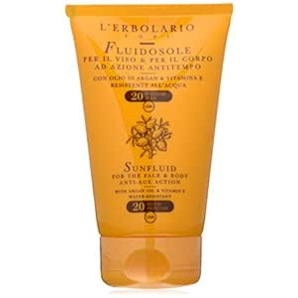 L'erbolario Sun Fluid Anti-Age for Face and Body SPF20, Pack of 1 (1x125 ml)