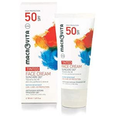 Macrovita Suncare DD* sejas krēms SPF50 tonēts alveja, pantenols un olīveļļa 50 ml