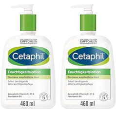 ‎Cetaphil CETAPHIL mitrinošs losjons, 2 x 460 ml, sausai, jutīgai ādai, nodrošina gludu ādas sajūtu un līdz 48 stundām ilgstošu mitrināšanu, klīniski pārbaudīts jutīgai ādai