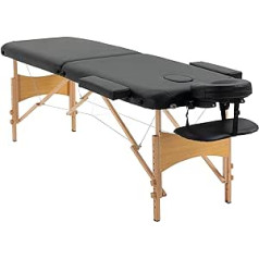 Homcom masāžas galds saliekams masāžas galds ar regulējamu augstumu masāžas sols masāžas gulta ar galvas balstu Spa salons mākslīgās ādas koka melns
