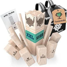 MSH Viking Chess, Wood [Premium] Viking Chess Made of Rubber Tree Wood - Kubb Game for Adults and Children - With Practical Carry Bag