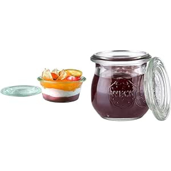 APS Weck 82312 oriģinālais 12 burciņu komplekts 140 ml ar vāku un 82350 oriģinālais 12 Weck burciņu komplekts 75 ml