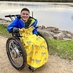 Bundlebean — 100% ūdensnecaurlaidīgs, flīsa apšuvums ratiņkrēsla pārvalks bērniem, ratiņkrēsls, ērts, universāls, piemērots ratiņkrēsliem un ratiņiem ar īpašām vajadzībām (zebra dzeltens)
