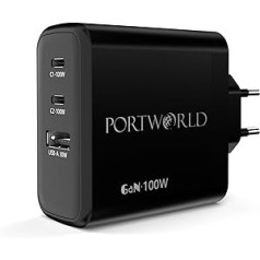 100W GaN USB-C Charger Power Supply: 3-Port USB C Fast Charger PPS PD3.0 USB C Charging Plug Compatible with MacBook Pro/Air, iPhone Series, iPad, Galaxy, Pixel, Note20 and More