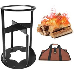 Quick Manual Wood Splitter, Kindling Cracker, Carbon Steel, Cast Iron Wood Splitter, Hand Cutter, Kindling Column for Camping, Outdoor, BBQ, 27 x 14 cm (Wood Splitter + Firewood Bag)