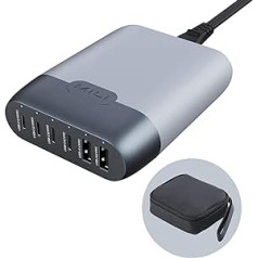 6-портовое зарядное устройство MiLi GaN мощностью 140 Вт с сумкой, блок питания с 4 портами USB-C и 2 портами USB-A, станция быстрой зарядки, несколько разъемов для зарядки, зарядное устройство для ноутбука MacBook/iPhone/iPad Pro/Samsung