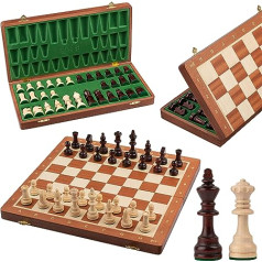 Master Of Chess Professional Wooden Tournament Chess Set Weighted Staunton Pieces and Inlaid Chessboard, Mahogany and Sycamore (No.4 15