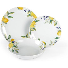 Excelsa citrona 18 daļiņu porcelāna vakariņu komplekts, Bianco/Limoni, STK