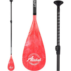 Abahub 3-Piece Carbon SUP Paddle with Paddle Bag Stand Up Telescopic Paddle 170-218 cm Carbon Shaft + Plastic Blade in Black, Grey/Blue, Orange, Red, Yellow Wave Print for SUP Board Surfboard