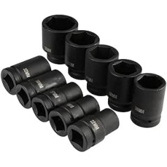 Drive Deep Impact Socket Set, 10 Pieces, 1 Inch Drive Metric Deep Impact Socket Set, Long Reach Impact Sockets, 22 to 50 mm