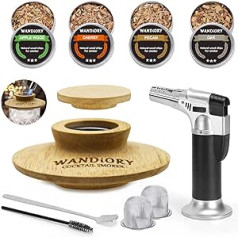 Cocktail Smoker Set with Flashlight, Bourbon Whiskey Drinks Smoker Set with 4 Types of Wood Chips, Old Fashioned Smoker Set, Gifts for Men