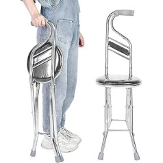 Aluminium Folding Walking Stick Portable Walking Stick with Seat Folding Walking Stick with Ergonomic Foam Handle Folding Walking Stick for Elderly as Mobility Aid Provides Extra Support