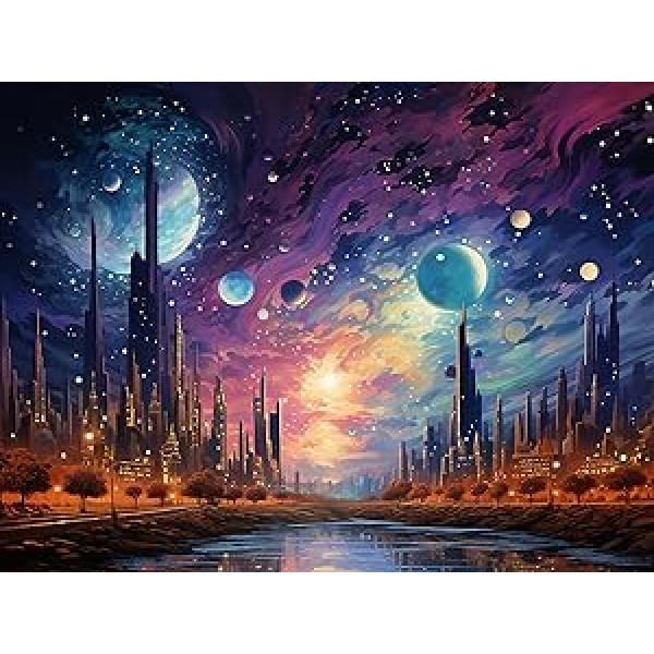 Joechie Diamond Painting Kits, Star City Diamond Art Kits for Adults Beginners, DIY 5D Night Landscape Painting Art Craft for Home Wall Decor Gift (30 x 40 cm)