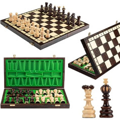 Ar rokām darināts koka šaha galds salokāms šaha meistars šaha spēle Koka klasiskais brūnais šaha komplekts 42 cm x 42 cm klasisks ģimenes šaha galds ar figūrām