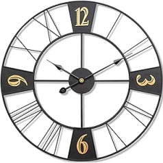 ACCSHINE Настенные часы, большие, без тикающего звука, бесшумные, 58 см, римские цифры, кварцевые настенные часы на батарейке, легко читаемые, для комнаты, дома, кухни, спальни, офиса, школы (58 см)