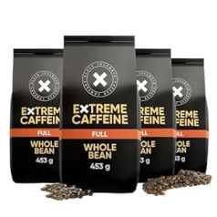 4 x Black Insomnia Kaffeebohnen extra stark I 1105mg Koffein pro Tasse - stärkster Kaffee der Welt I 100% Robustabohnen I Full Flavour, dunkle Röstung, säurearm I 4 x 453g (Full, 4 x 453g)