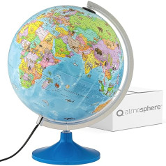 Globe Atmosphere Solid Scout 30 | Illuminated and Rotating Globe for Children and Teenagers | Illustrated Cartography with Enclosed Informative Booklet | Diameter 30 cm