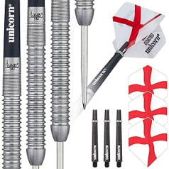 Unicorn Darts-Set ar Stahlspitze, Global Player-Reihe, 80% un 90% Wolfram-Barrel ar lasergeätztem Autogramm un U-Logo-Stempel, 22 g, 23 g vai 24 g