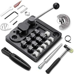 30-Piece Ring Bending Machine Ring Making Set for 12/14/16/18/20/22 mm, Earring Ring Bending Machine Press Machine Jewellery Making with Ring Measuring Tool Ring Mandrel Polishing Rod Rubber Hammer