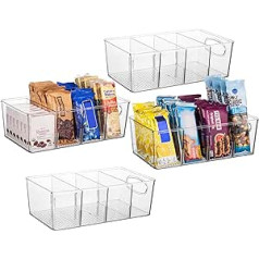 ClearSpace Plastic Storage Bins with Removable Dividers - Perfect Kitchen Organization or Kitchen Storage - Refrigerator Organizer Bins, Closet Organizer (Pack of 4)