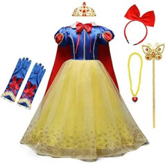 CinheyU princeses dzimšanas dienas kleita, meiteņu sniegbaltīte, kostīms, karnevāls, Helovīns, Ziemassvētku kospleja ballītes tērpi ar aksesuāriem