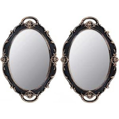 YCHMIR vintage spogulis mazs piekarināms sienas spogulis 14,5 x 10 collu ovāls brūns iepakojums pa 2