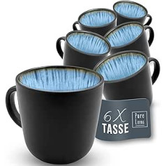Ibiza 6 x Stoneware Cups - Stylish Coffee Cup Set, Modern, Dishwasher Safe, Microwave Safe, Scratch-Resistant - Cool Tea and Coffee Cup Set - Pure Living Coffee Cups in Deep Blue
