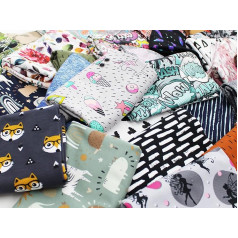 2.5 m jersey fabric design (5 x 0.5 m cuts), 140 cm wide fabric scraps package for sewing, cotton jersey for children (2.5 m jersey fabric, colourful (5 x 0.5 m))