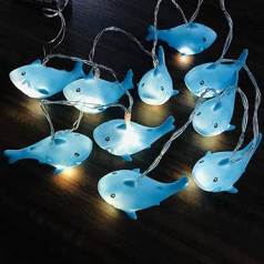 10 LED pasaku gaismas bērniem guļamistabas dzīvnieki svētku siena logs koku ballīšu pagalms dārzs viesistaba guļamistaba dekoratīvā pīkstošā skaņa (haizivs, 5,4 pēdas/10 LED)