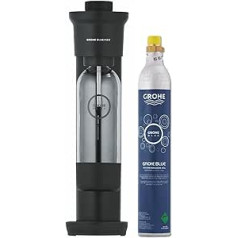 GROHE Blue Fizz 31943K00 Water Carbonator Set (3 Adjustable CO2 Levels, Includes CO2 Bottle, 1 x 0.85 L Water Bottle + Cleaning Powder), Black
