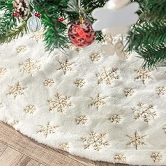 78 cm Snowflake Sequins Egļu sega, Ziemassvētku eglītes sega, Mākslīgās kažokādas balts apaļsvārku paklājs Filcs Ziemassvētku rotājumiem, Ziemassvētku eglītes svārki Ziemassvētku rotājumi