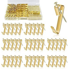 40 Stück Bilderhaken Bilderhaken Rahmen Haken Kit Heavy Duty Foto Bild Aufhänger Set Bild Aufhängeset für Bilderrahmen Befestigung, Bildernägel zum Aufhängen von Bildern (Goldfarbe)