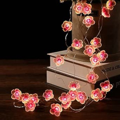 30 LED ķiršu ziedu pasaku gaismas Baterija, kas darbojas guļamistabai 3 m Sienas dekorēšana Spogulis Dekoratīvs Fairy Dzirkstoši rozā piekarināmo ziedu apgaismojums viesistabas aizkaru iekšpagalmam