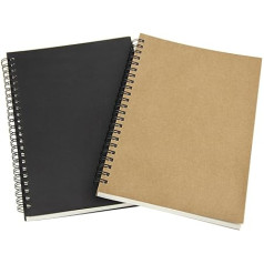 2 Pack A5 Spiral Notebook Drawing Pad Kraft Cover White Pages