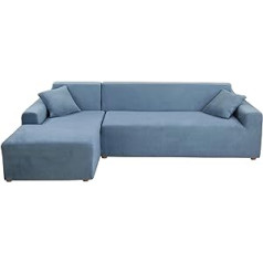 Mingfuxin L Shaped Sofa Slipcovers, Stretch Cannes Velvet Thick Plush Corner Sofa Cover Protector with 2 Pillow Covers for 3 Seater + 3 Seater L Type Sofa Couch