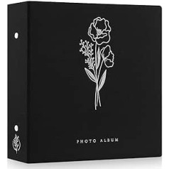 Lanpn fotoalbums 10 x 15 cm, 600 kabatas, liels iebīdāms lina albums portretu un ainavu fotogrāfijām, attēliem, melns