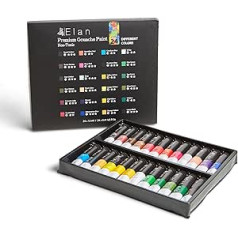 Elan Gouache Paint Set, 24 Gouache Paint Tubes, 12 ml, Premium Gouache Paint, Gouache Paint Set, Liquid Gouache Painting Tube, Gouache Set Professional, Gouache Paint Set, Adult Gouache Painting Set