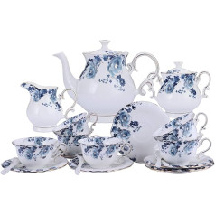 fanquare iepakojumā ir 15 Blue Flowers porcelāna tējas komplekti, vintage keramikas kafijas komplekts, kāzu tējas pakalpojums pieaugušajiem
