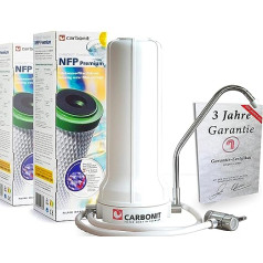 Carbonit Sanuno Countertop Filter Economy Set with Additional Guarantee Filters Pollutants, Bacteria and Heavy Metals Certified Made in Germany